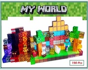 Klocki magnetyczne typu Minecraft 190szt i 4 figurki, super zestaw!!!