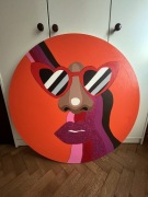 Nowoczesny Obraz „Pink lips” o średnicy 90 cm