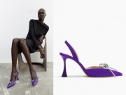 ZARA fioletowe szpilki NOWE kokarda cyrkonie szpic 37