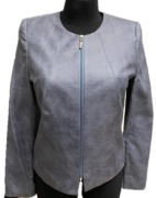 Marynarka Prosty żakiet na suwak Szary Długi rękaw Skóra EKO SZULIST 36 S