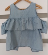 Sinsay denim crop top odkryte ramiona S