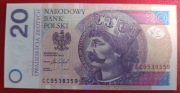 Banknot 20 zł radar 