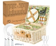 KOSZ PIKNIKOWY Z WIKLINY TERMOTORBA SZTUĆCE DLA 2 OSÓB PRAKTYCZNY PREZENT