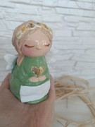 Personalizowany aniołek z gliny na roczek komunie urodziny 