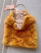 NOWA z metką | Torebka futrzana Alessia Massimo | złote detale | duża
