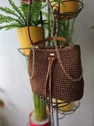 Torebka na szydełku w kolorze cynamonu, rękodzieło 