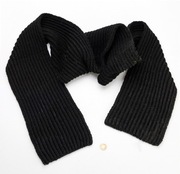 czarny wełniany szalik damski męski w prążek