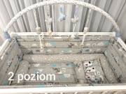 Łóżeczko dziecięce drewniane, materac, pełen zestaw - stan idealny