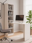 Białe biurko komputerowe szkolne regał słupek 125x47