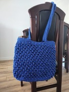 Torba Shoperka - niebieska ręcznie wykonana na szydełku.