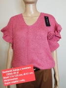 Przepiękny FUKSJA sweterek z kw