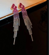 Wiszace kolczyki z cyrkoniami-rozowe