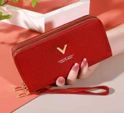 Nowy portfel damski duży czerwony dwukomorowy 