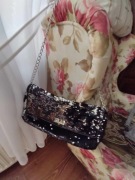 f&f    wizytowa torebka,czarne,srebrne cyrkonie.