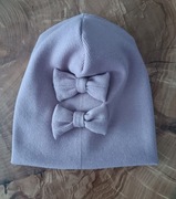 CZAPKA PRĄŻEK DWUWARSTWOWA DLA DZIEWCZYNKI OZDOBNE KOKARDKI