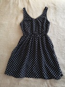 Granatowa zwiewna sukienka w groszki kropki H&M 36 jak nowa