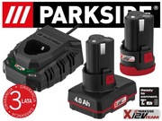 Zestaw PARKSIDE 3w1 Akumulator PAPK12B4 4Ah+PAPK 12A4 2Ah+ŁadowarkaPLGK12A3