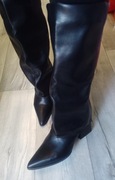 (42) Czarne, Mega wygodne Kozaki kowbojki wieczorowe, NOWE 