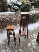 Kwietniki drewniane vintage – styl art déco / PRL, komplet 2 szt.