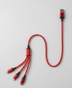 Kabel 3w1 Szybkie Ładowanie – USB-C / iPhone / Micro USB – Czerwony  1,2 m