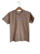 Koszulka dziecięca z napisem "DESIGN" – beż, rozmiar 7/8 lat