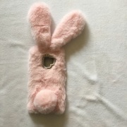 Case/etui do Samsung S9. Zabawne, z różowym futerkiem, uszkami zajączka.