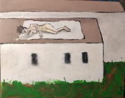 Śpiąca na dachu Obraz na płótnie