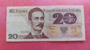 Banknot 20 zł z 1982r, Seria F.