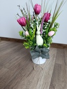 Stroik wielkanocny wiosenny z króliczkiem 