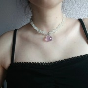 Choker z kamieni naturalnych - kryształ górski i ametyst 316l