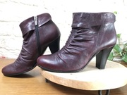 SOLO FEMME botki kozaczki, skóra naturalna, r 36 25 cm, bordo, obcas 