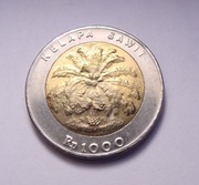 Indonezja 1000 rupii 1996 BIMETAL PIĘKNA!