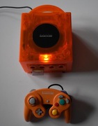 Gamecube Crystal Orange + mod CubeODE 64GB SWISS - Piekny Komplet Nintendo