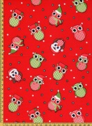 Tkanina bawełna Christmas sowy 1m # 4730
