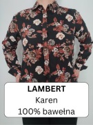 Czarna koszula damska z kwiatowym wzorem Wólczanka Lambert Karen