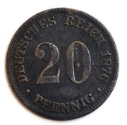 Niemcy, Wilhelm I, 20 fenigów 1876 E
