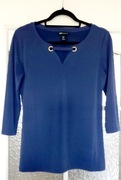 Elegancka granatowa bluzka damska rękaw 3/4 rozm S marki JNY Jones New York