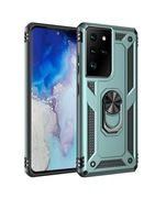 Etui Samsung Galaxy S21 Ultra, wojskowe, ring, magnetyczne, miętowe 