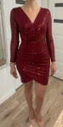 Nowa Sukienka cekiny bordo Roco Fashion wieczorowa urodziny sylwester