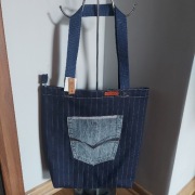 Nowa torebka torba zakupowa na zamek z jeansu -zamykana shopperka hand made