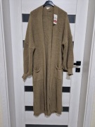 Nowy dłuższy beżowy swetr fango stylowy kardigan r. M L