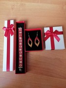 Zestaw biżuterii ręcznie robionej z koralików Miyuki- bordowo-złoty 