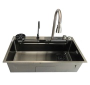  Zestaw zlewozmywak kuchenny stalowy z baterią – komplet premium