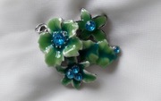 PRZEPIĘKNA broszka - KWIAT ! Piękna, turkusowa, z kamieniami. :) 