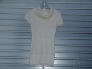 Swetrowa kremowa tunika ze złotą nitką kołnierz M 