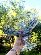 Kryształowa duża patera prl retro kolorowe kryształy vintage