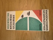 Stara mapa krajoznawczo samochodowa województwa Koszalińskie, Szczecińskie.