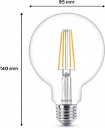 ŻARÓWKA PHILIPS E27 LED GLOBE 7W=60W 2700K CIEPŁA 