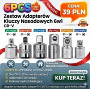 Zestaw adapterów nasadek 1/4 3/8 1/2 CRV przejściówki do kluczy 6szt