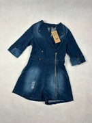 Piękny elegancki krótki kombinezon jeansowy modny nowy na prezent